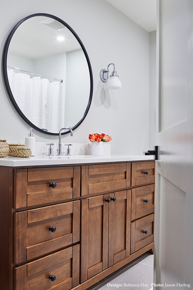 Bathroom with black accents